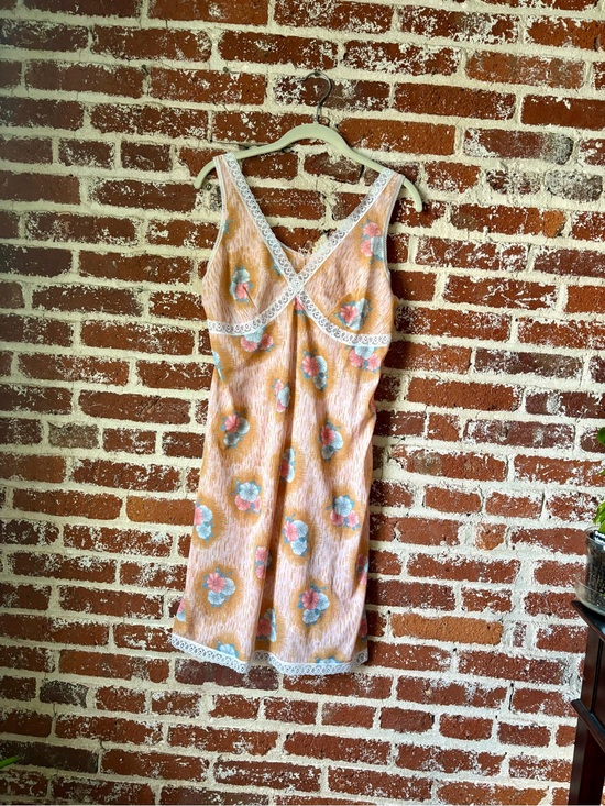 Vintage Other - Vintage Peach Floral Semi Sheer Slip Dress
